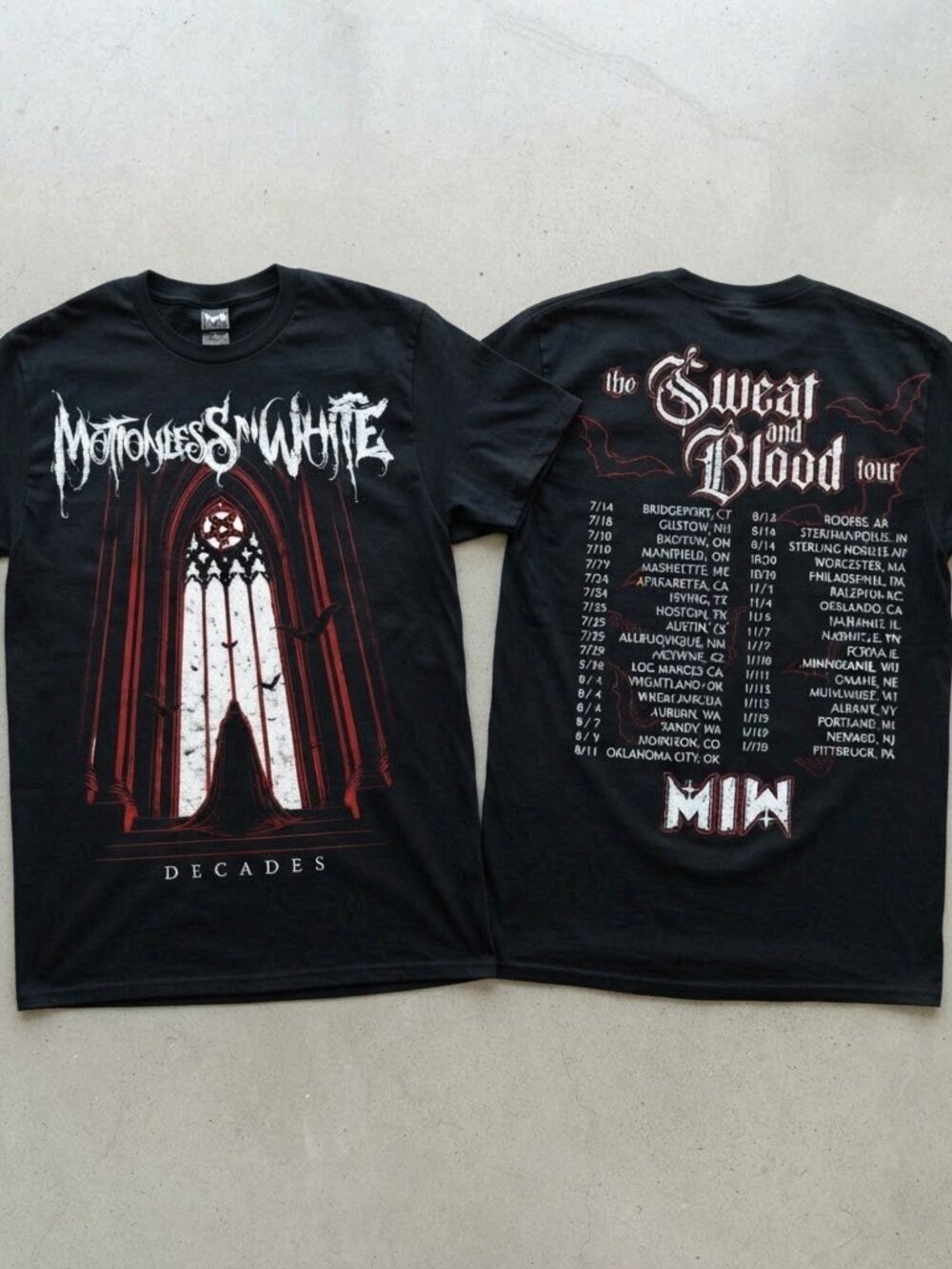 Motionless in White Sweat and Blood Tour 2026 Black T-Shirt Unisex S-4XL